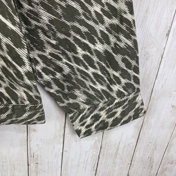 Jessica London Denim Jacket Women’s Sz 32W  Olive Green Cream Print - NEW - Picture 4 of 11